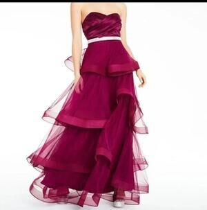 Say Yes To The Dress The Women's Burgundy Lined Sleeveless Gown Dress - 4